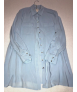 Chicos Womens Blue Long Sleeve Button Down Blouse Size 0 - $14.99