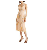 Ralph Lauren Crinkled Georgette V-Neck Empire Waist Midi Dress, Size 16 - £46.86 GBP