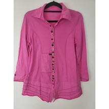 Neon Buddha Long Sleeve Top Small Womens Button Front Long Sleeve Pink Casual - £18.52 GBP