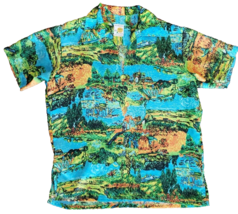 60s Surfer Shirt Mens M Crazy Colorful Dagger Collar Van Gogh Print Troy CA - £38.03 GBP