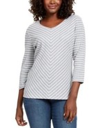 MSRP $37 Karen Scott Striped V-Neck Top Gray Size XS - $346.24 MXN