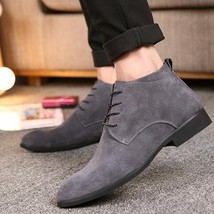 Elegant Handmade Gray Color Suede Boots, Men&#39;s Fashion Chukka Lace Up Boots - £117.15 GBP