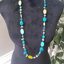 Womens Modern Fashion Multicolor Rhinestones Glass Beaded Long Necklace - £21.53 GBP
