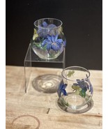 Floral Glass Votive Holders Flower &amp; Butterflies Hand Painted           ... - $16.70