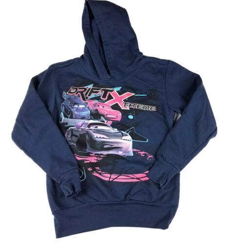 DISNEY PIXAR CARS Hoodie Kids Size 8 Blue Sweatshirt Jacket Long Sleeve Graphic - $18.80