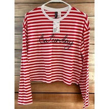 H&amp;M Divided Striped Pullover Top Sz Medium Saturday Red White Long Sleev... - £9.39 GBP