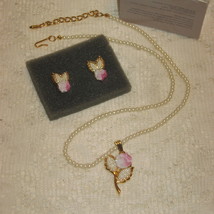 Avon Porcelain Blossom Necklace &amp; Pierced Earring Set-Original Box-1990 - $19.00