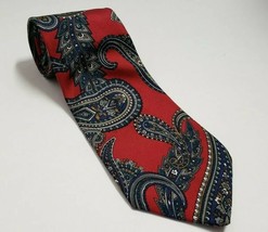 Claybrook Neck Tie Silk Red Paisley Mens Neckwear  57&quot; x3.75&quot; wide - $14.00