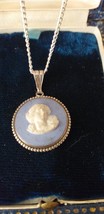 Antique Vintage 1940-s 925 Silver Wedgwood Pendant on 20 Inch Modern 925... - $87.48