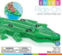 Intex 80" Giant Gator Inflatable Ride-On Pool Float - £47.79 GBP