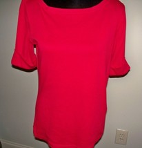 Kim Rogers Women&#39;s Blouse  Cotton Size Medium RED SHORT SLEEVE B1 - $15.83