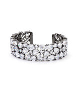 Precious Stars Black Plated Bejeweled Cubic Zirconia Cuff Bracelet - €117,28 EUR