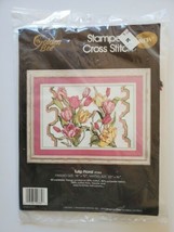 Golden Bee Stamped Cross Stitch Kit Tulip Floral 20384 Needle Crafts Pink Yellow - $18.80