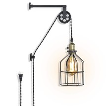 Industrial Wall Sconce Lights Lift Pulley Design Vintage Farmhouse Wall Lamps Fo - £47.87 GBP