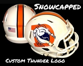 Denver Broncos Custom &quot;Thunder&quot; Mascot Logo Speed Football Mini Helmet - £52.14 GBP