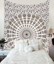 Indian Cotton Gold And Black Wall Hanging Tapestry Home Decorations Mandala Boho - £12.17 GBP
