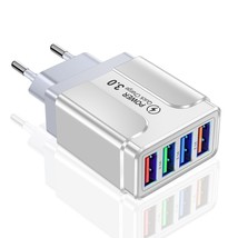 Fast 4 USB Charger Quick Charge 3.0 Fast USB Wall Charger Portable Mobile Charge - £7.64 GBP