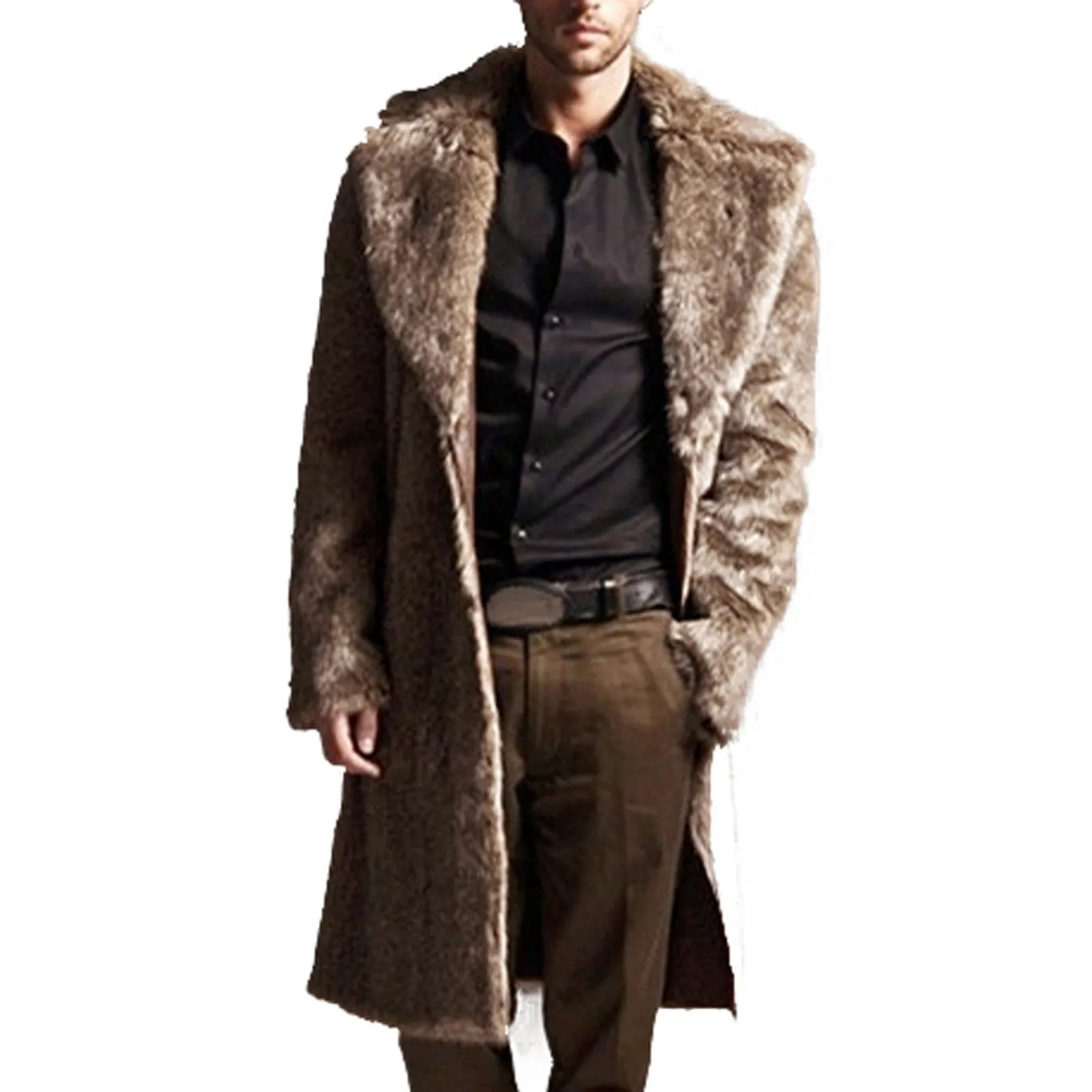 Mens Warm Thickening Long Coat Jacket - Outwear Cardigan New Men&#39;s Outwear Fleec - £185.97 GBP