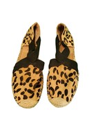 Joy &amp; Mario Leopard Print Women&#39;s Espadrilles Leather Flats Black &amp; Tan ... - £22.89 GBP