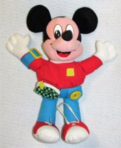 Vintage Learn To Dress Mickey Mouse Plush 15" 1992 Stuffed Doll Disney Zip Tie + - $9.45