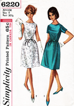 Teen&#39;s ONE-PIECE DRESS Vintage 1965 Simplicity Pattern 6220 Size 9 - $12.00