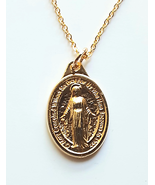 Gold Miraculous Medal Necklace - £11.69 GBP