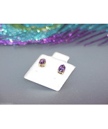 14K Pear Amethyst 1.00ct Earrings New w/Tag 14k Yellow Gold Gorgeous stud - $183.14
