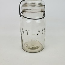 Vintage Atlas E-Z Seal Clear Gray Quart Canning Jar With Lid - £7.65 GBP