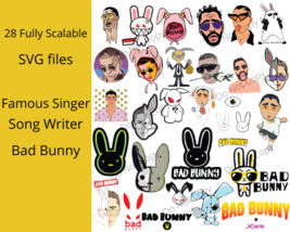 Puerto Rican Rapper Bad Bunny and Rabbit 28 SVG Bundle - £1.97 GBP