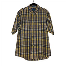 Towncraft Men’s Yellow &amp; Blue Short Sleeve Button Wrinkle-Free Shirt Siz... - £9.96 GBP