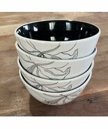 4 Laurie Gates Antilles Black Collection Soup/ Cereal Bowls Black &amp; Whit... - $635.82 MXN