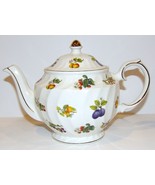 STUNNING WINDSOR ENGLAND FRUIT WITH GOLD TRIM SWIRL TEAPOT &amp; LID - $48.50