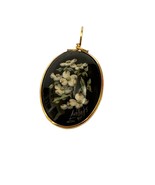 Childers 12K Gold Filled Necklace Pendant Flower Hand Painted Oval Shape... - £30.86 GBP
