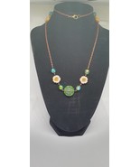 Czech Uranium glass necklace vaseline glass beads vintage jewelry #24031 - $536.83 MXN