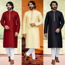 Men&#39;s Kurta Pajama Designer Silk fashion Festive Wedding Party Wear Size... - $37.15