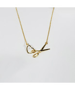 Scissor and Heart Charm Necklace Gold - £22.76 GBP