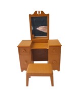 Vintage Style Dollhouse Vanity Set Mirror &amp; Stool Functional Drawers &amp; D... - €17,37 EUR