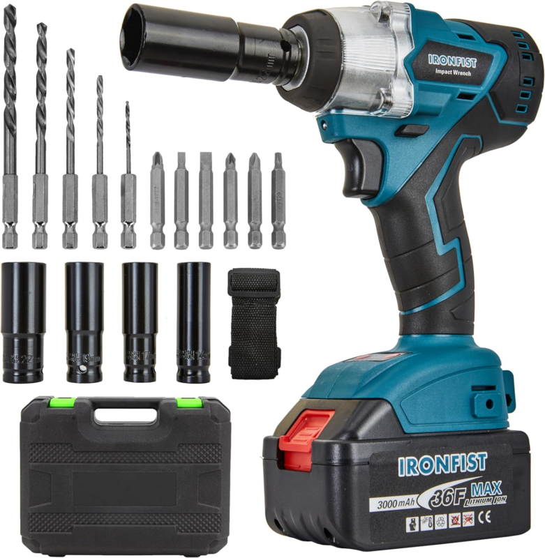 Cordless Impact Wrench Electric Power Impact Screwdriver 21V Lithium Battery - $65.22