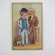 Victorian Trade Card Clothing Tailor Clerk Customer Men Bulldog OJ Copelands MA - £7.97 GBP
