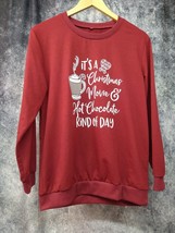 Maroon Christmas Movie &amp; Hot Chocolate Day Long Sleeve Shirt Adult Size Large - £11.32 GBP