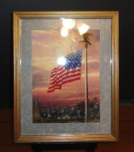 Framed Thomas Kinkade Light Of Freedom Hd Photo Print In Gold Frame 15.5&quot;X13&quot; - £58.26 GBP