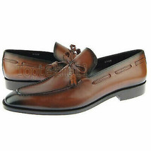 Handmade Men&#39;s Leather Genuine Brown Color Premium  Moccasin Loafer Shoes-682  - £157.61 GBP