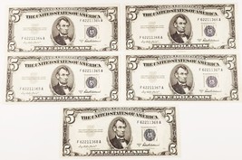 1953-A Silver Certificate Lot of 5 Consecutive Notes Choice Unc FR #1656 - $247.50