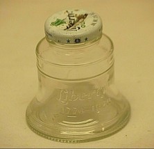 Liberty Bell Coin Still Piggy Bank Clear Glass Embossed - $19.79