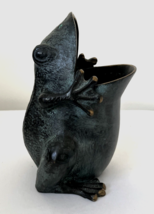 SPI San Pacific International Bronze Metal Frog Open Mouth Vase Figurine... - €64,88 EUR