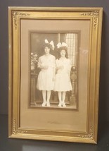 Antique 1920 Sisters Portrait Photograph Framed Kirkness Studio Baltimore MD 18&quot; - $36.77