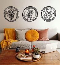 Pltz Art Metal Poppy Flowers, Metal Wall Art Decoration 3 Pieces for Home, Metal - £69.82 GBP
