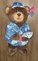 Las Vegas Plush Bear “World Champ” 10&quot; Brown With Coin And Cards And Out... - $30.51