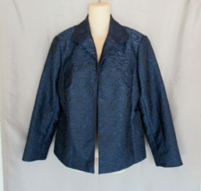 Coldwater Creek jacket open front Petite 2  navy  damask lined dressy EUC - £15.09 GBP