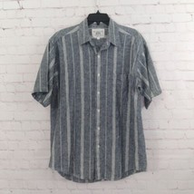 John Ashford Sport Shirt Men Large Gray Striped Short Sleeve Linen Blend... - $24.99